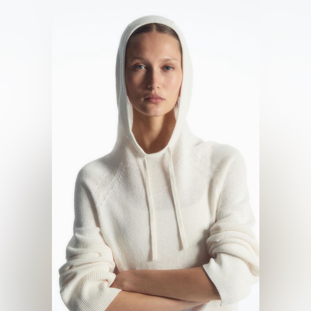 COS Knitted Linen-Blend Hoodie in an Ivory/Cream Color EUR S/US 6 NWT Fantastic!